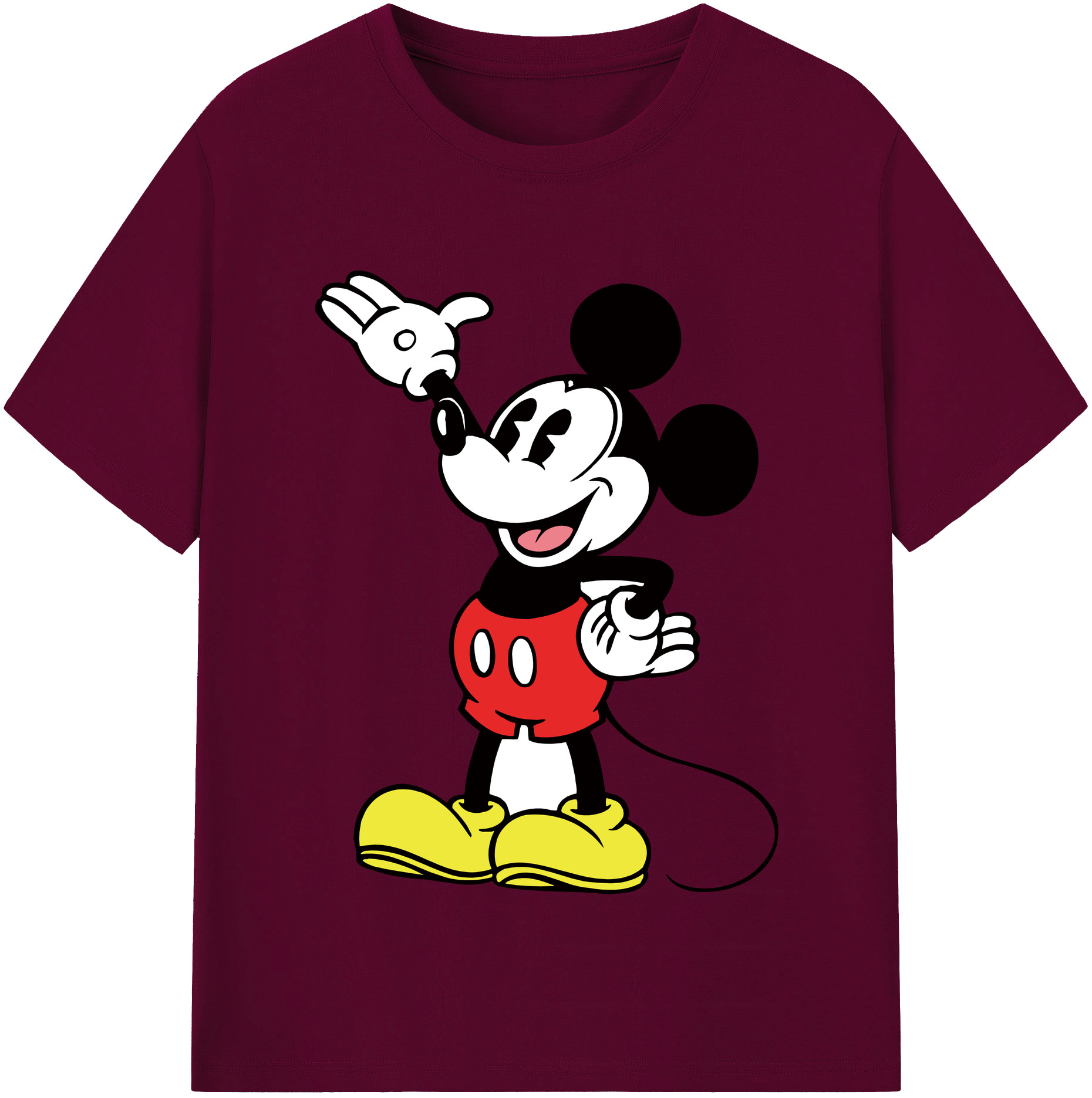 （画像用） ミッキーマウス Mickey Mouse レディースカジュアルプリントTシャツ（綿100％）